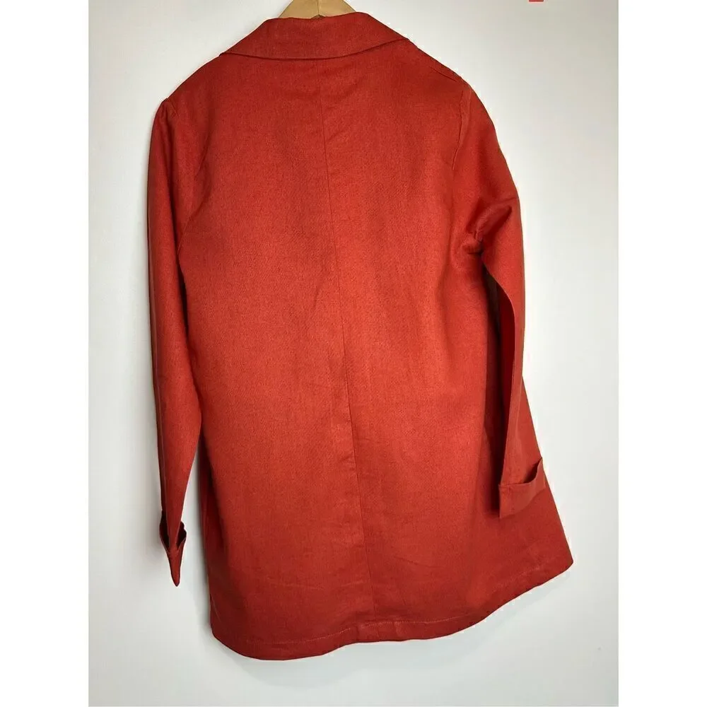 Rust Linen Blazer and Short Set - Picture 5 of 7